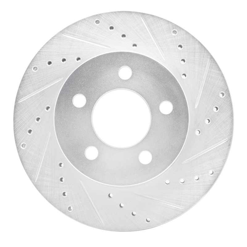 Jeep Liberty Brake Rotor (1) - Front Right - R1 Concepts - Drilled & Slotted - Silver - `02-`07